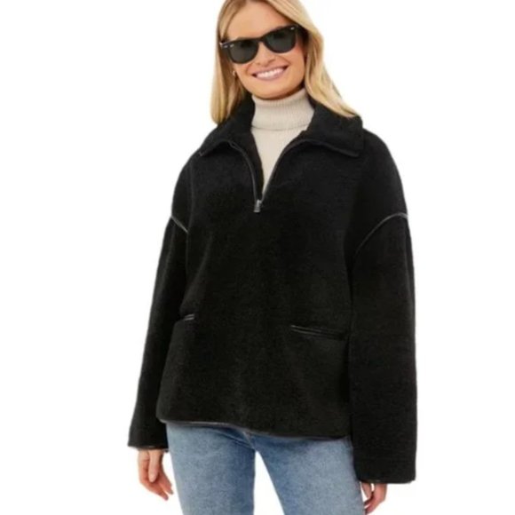 Tuckernuck Jackets & Blazers - Tuckernuck Black Rhodes Shearling Quarter Zip Pullover Size S